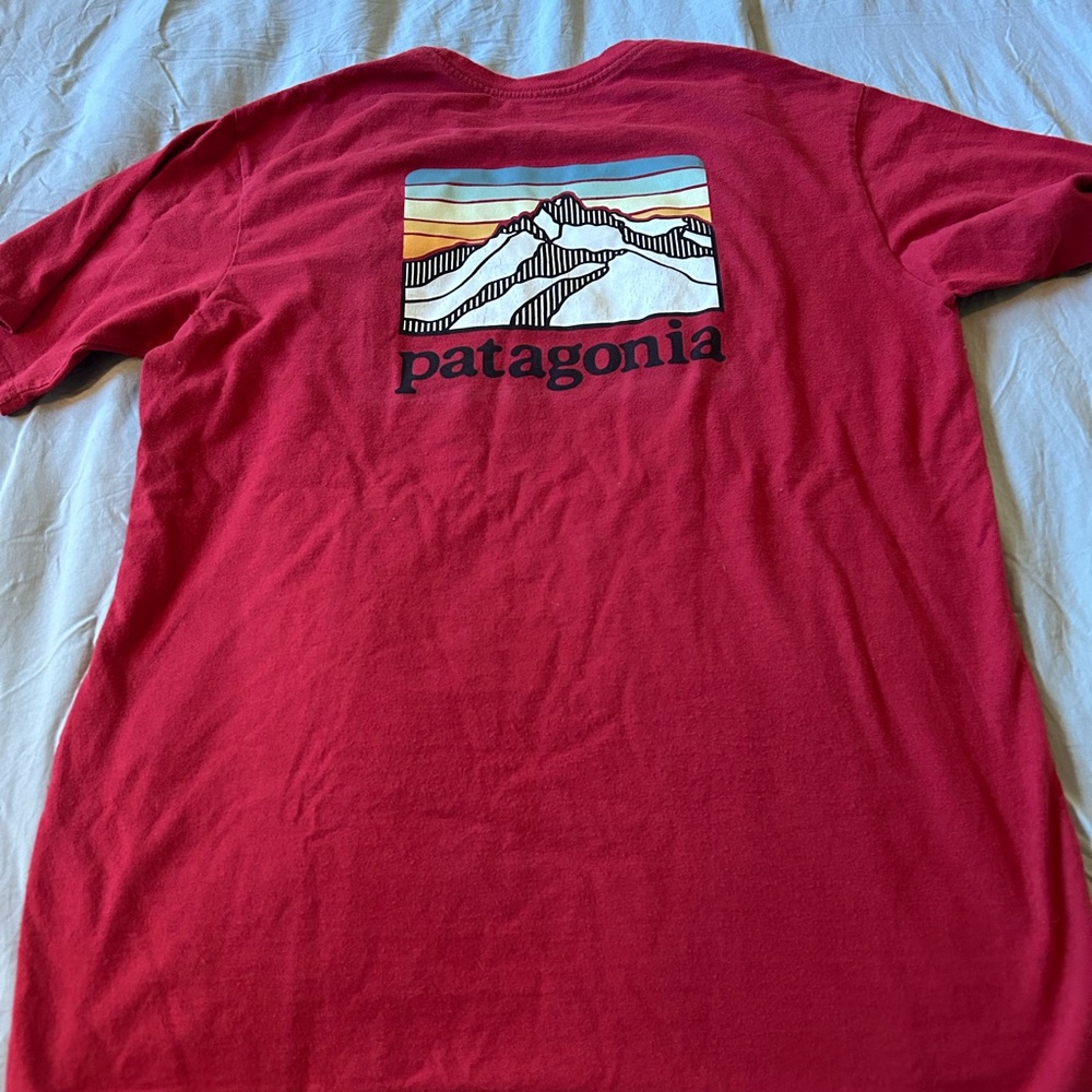 Patagonia Red Short-Sleeve Tee with Mountain Graphic